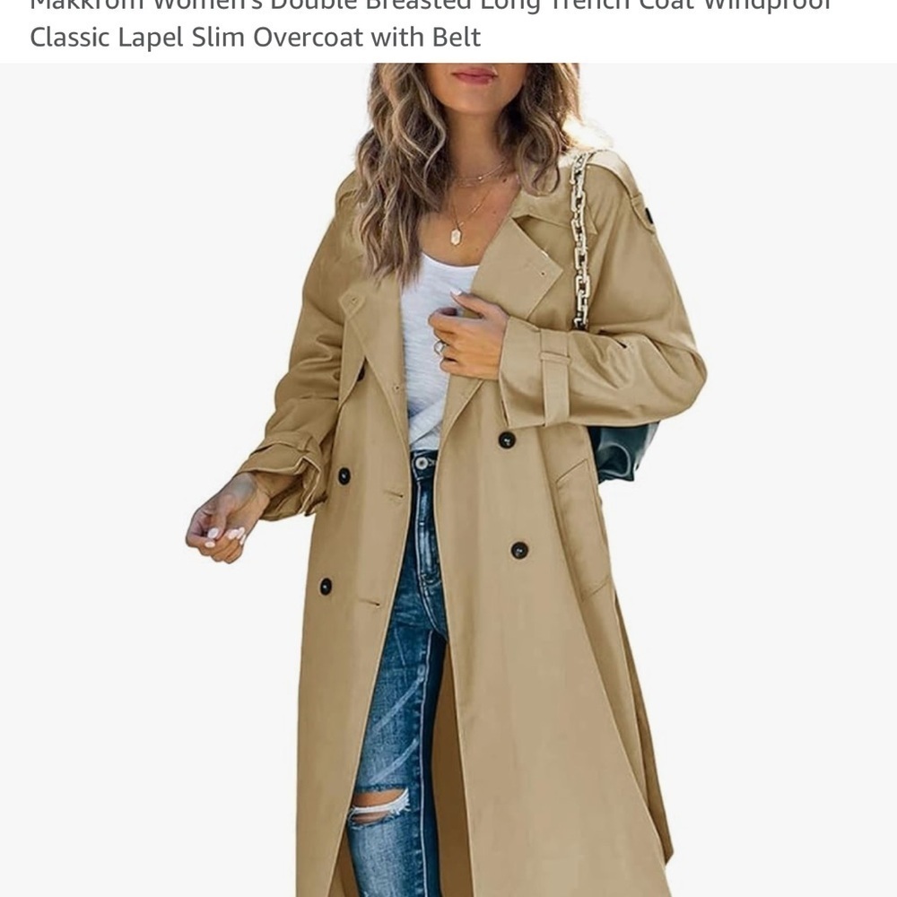 Classic Women's Double-Breasted Tan Trench Coat with Belt
